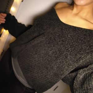 Oversized, Off the Shoulder, Knit, Crop Tease